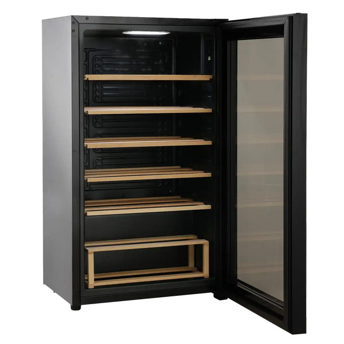 Cavecool Joy Opalite 17 bottle single zone wine cooler, shelf close-up