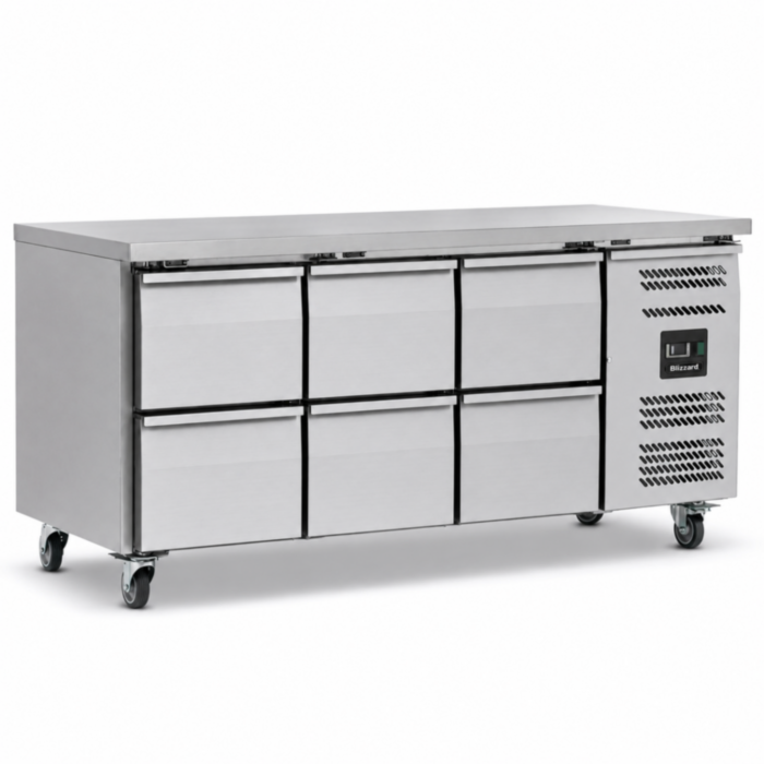Blizzard HBC3NU-222 Six Drawer Refrigerated Counter Without Upstand 417L