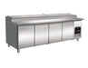Stainless steel four door saladette prep counter with digital display