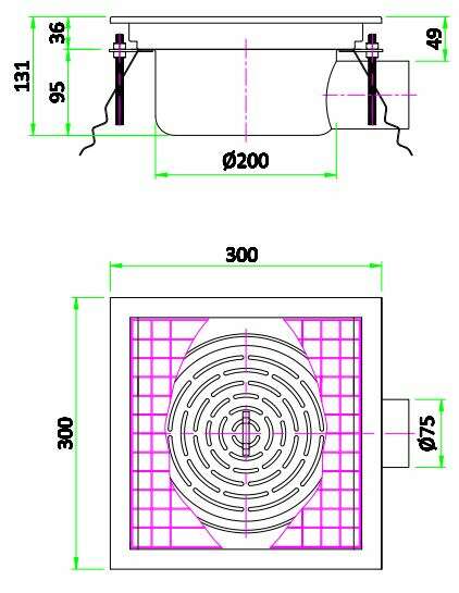 Combisteel GRID 300 stainless steel floor grid, 300mm square view 6