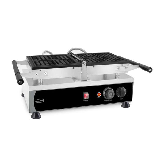 Stainless steel tabletop rotating waffle iron with cast aluminium plates
