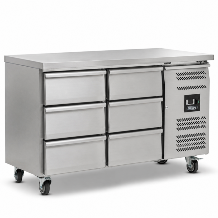 Blizzard HBC2NU-33 Six Drawer Refrigerated Counter Without Upstand 282L