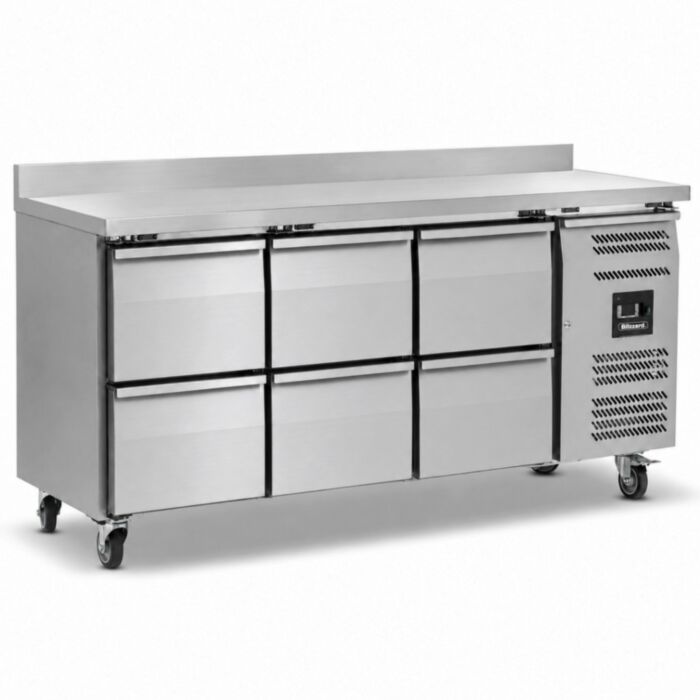 Blizzard HBC3-222 Six Drawer Refrigerated Counter With Upstand 417L