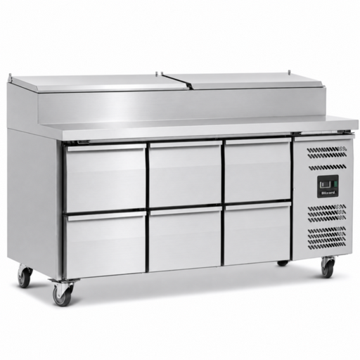 Blizzard HBC3EN-222 Six Drawer Refrigerated Prep Counter With Raised Collar 417L