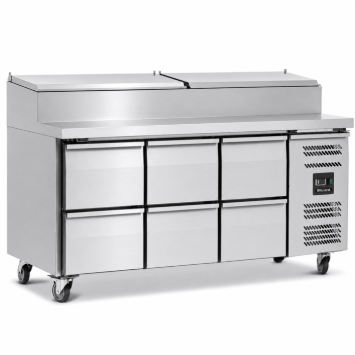 Blizzard HBC3EN-222 Six Drawer Refrigerated Prep Counter With Raised Collar 417L