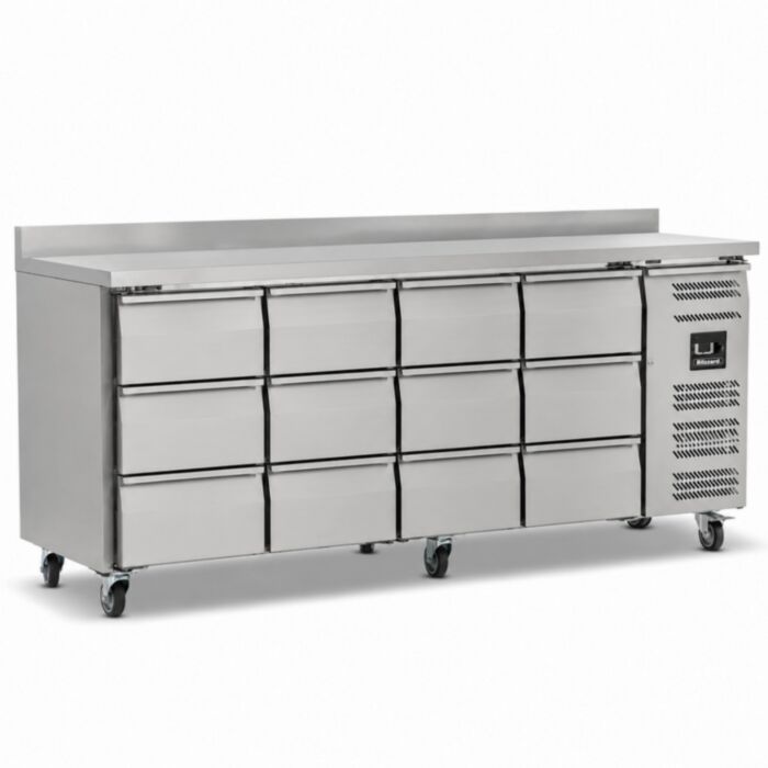 Blizzard HBC4-3333 Twelve Drawer Refrigerated Counter With Upstand 553L
