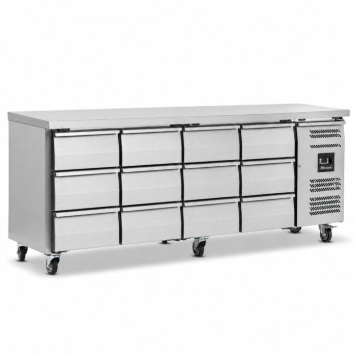 Blizzard HBC4NU-3333 Twelve Drawer Refrigerated Counter Without Upstand 553L