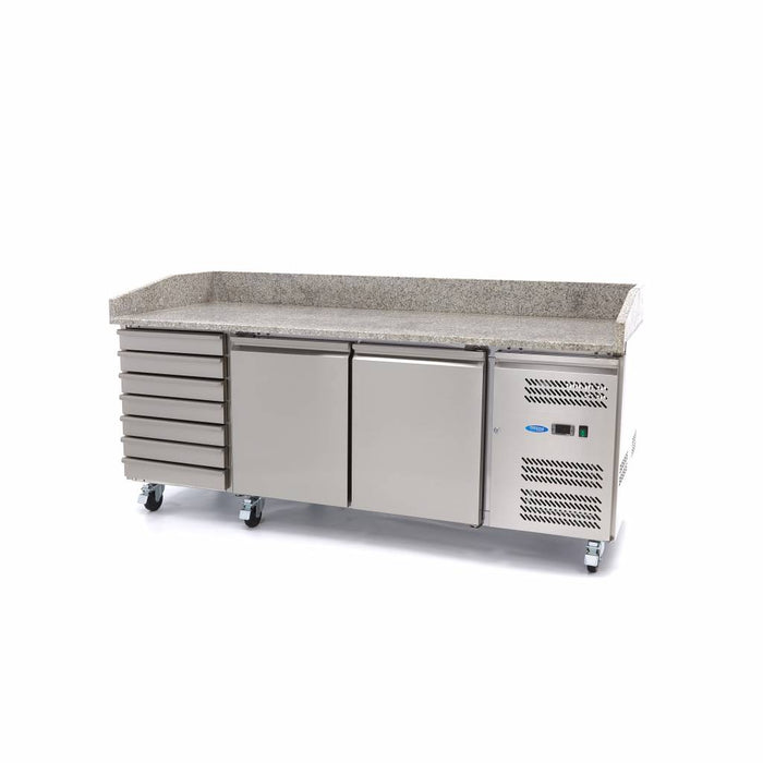 Maxima 09400210 Pizza Prep Fridge 202cm 2 Doors 7 Drawers