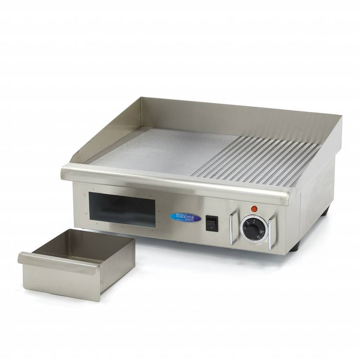 Maxima Electric Griddle 55cm Half Grooved Half Smooth with Drip Tray - view 5