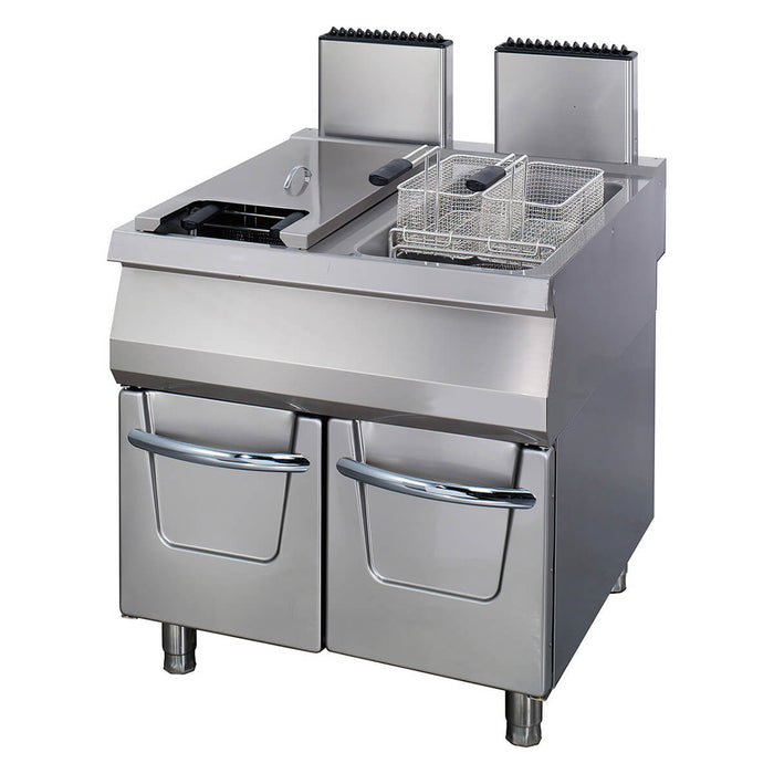 Maxima 09398606 Premium Deep Fryer 2 x 22L Double Unit 90cm Deep with Drain Tap Gas