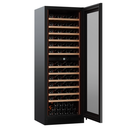 Pevino Noble 123 bottle dual zone wine cooler, front view
