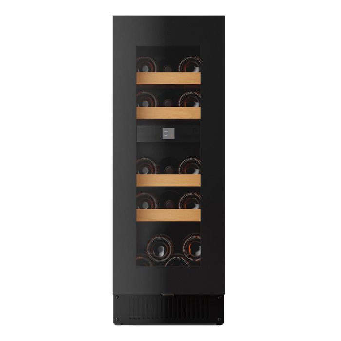 Pevino Noble wine cooler, 16 bottles, dual zone, black glass front