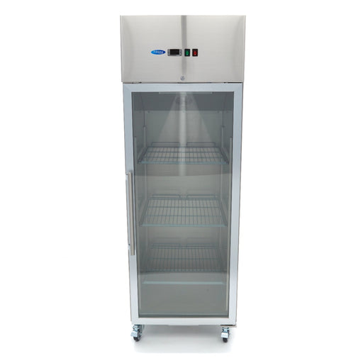 Maxima glass door fridge 600L stainless steel view 2