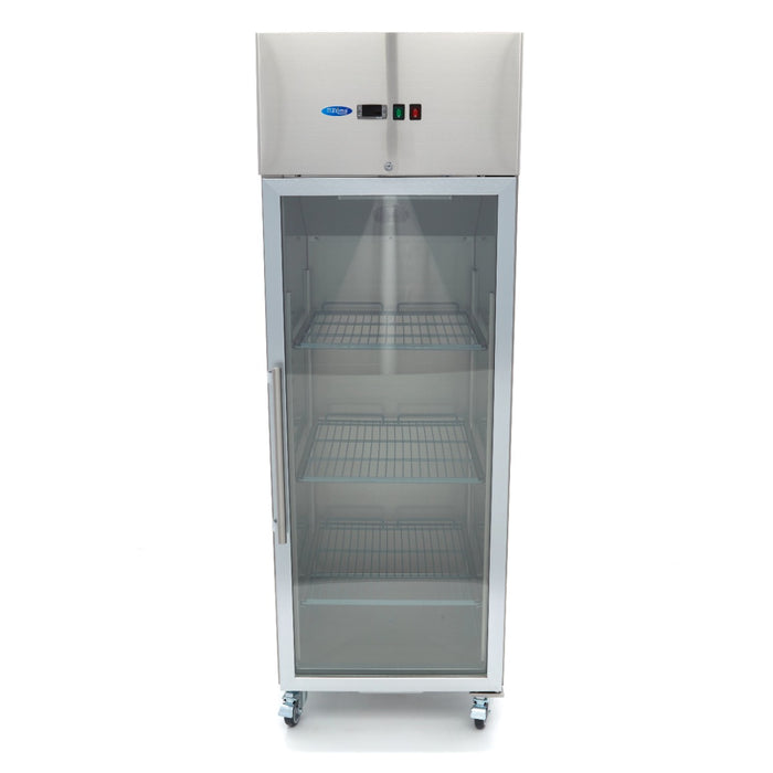 Maxima glass door fridge 600L stainless steel view 2