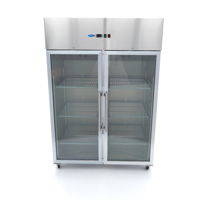 Maxima 09400013 Fridge 1200L 6 Adjustable Shelves (2/1 GN) Stainless Steel with Glass Door