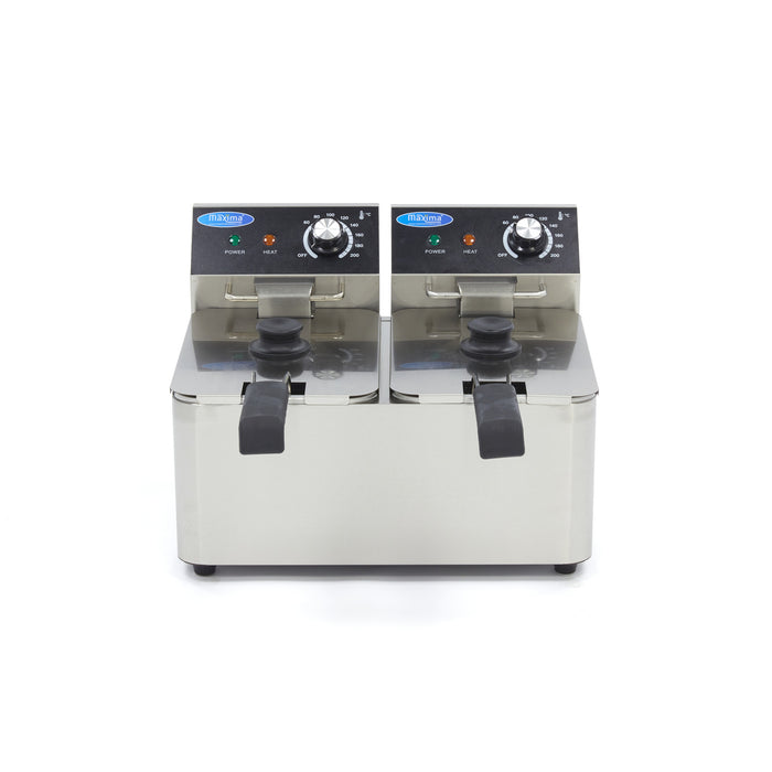 Maxima 09365212 Deep Fryer 2 x 4L 2 Baskets up to 1,5kg of Fries