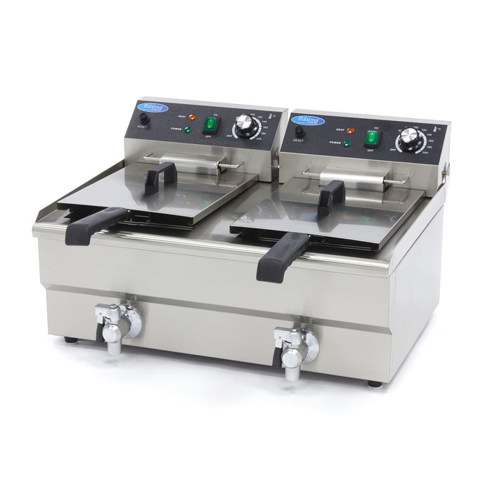 Maxima 09365231 Deep Fryer 2 x 13L 2 Baskets with Drain Tap