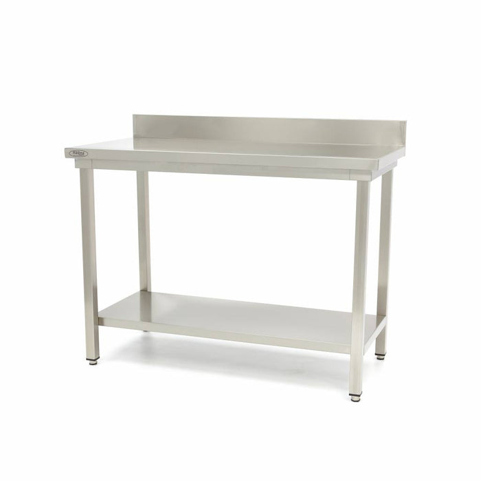 Maxima 09300983 Stainless Steel Table 120 x 60cm Adjustable Height with Backsplash and Storage Shelf