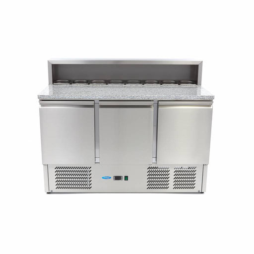 Maxima Pizza Prep Fridge, 137cm, 3 Doors, Fits 8 x 1/6 GN view 2