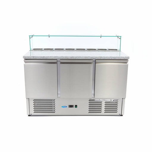 Maxima Pizza Prep Fridge, 137cm, 3 Doors, Fits 8 x 1/6 GN view 2