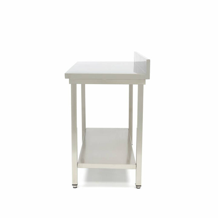 Maxima 09300983 Stainless Steel Table 120 x 60cm Adjustable Height with Backsplash and Storage Shelf