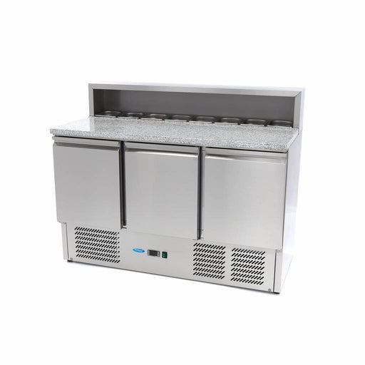 Maxima Pizza Prep Fridge, 137cm, 3 Doors, Fits 8 x 1/6 GN