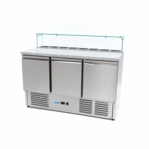 Maxima Pizza Prep Fridge, 137cm, 3 Doors, Fits 8 x 1/6 GN