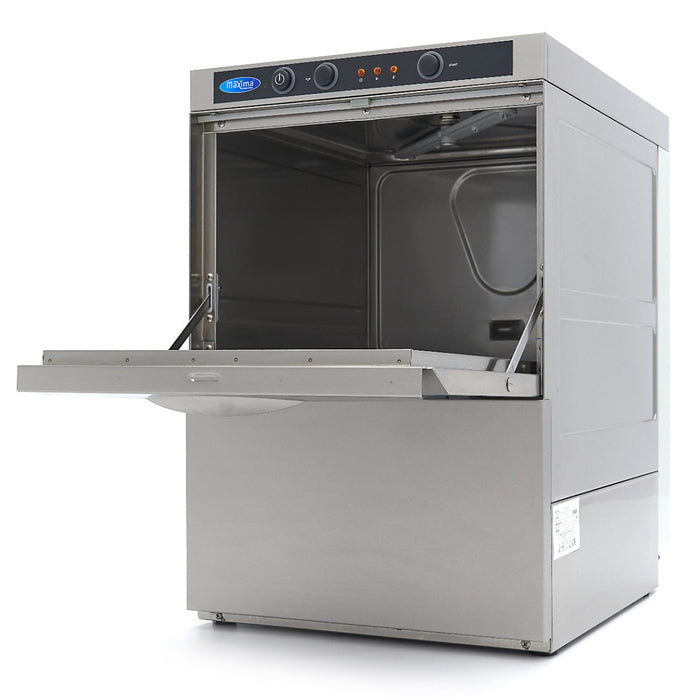 Maxima 09240010 Glass Washer 35 x 35cm with Drain, Rinse Aid and Soap Pump