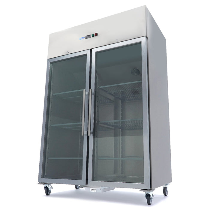 Maxima 09400018 Freezer 1200L 6 Adjustable Shelves (2/1 GN) Stainless Steel with Glass Door