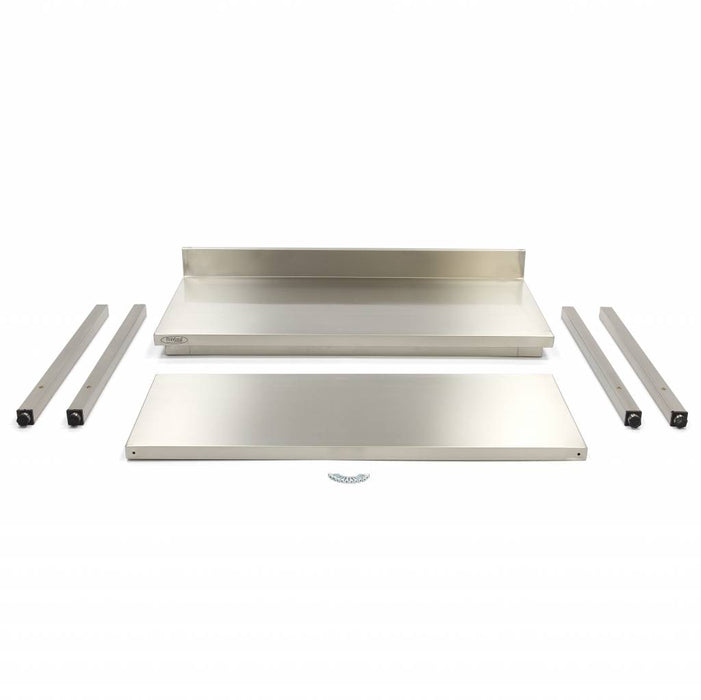 Maxima 09300983 Stainless Steel Table 120 x 60cm Adjustable Height with Backsplash and Storage Shelf