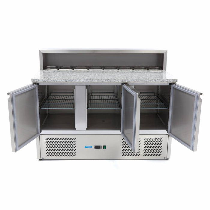 Maxima Pizza Prep Fridge, 137cm, 3 Doors, Fits 8 x 1/6 GN view 5