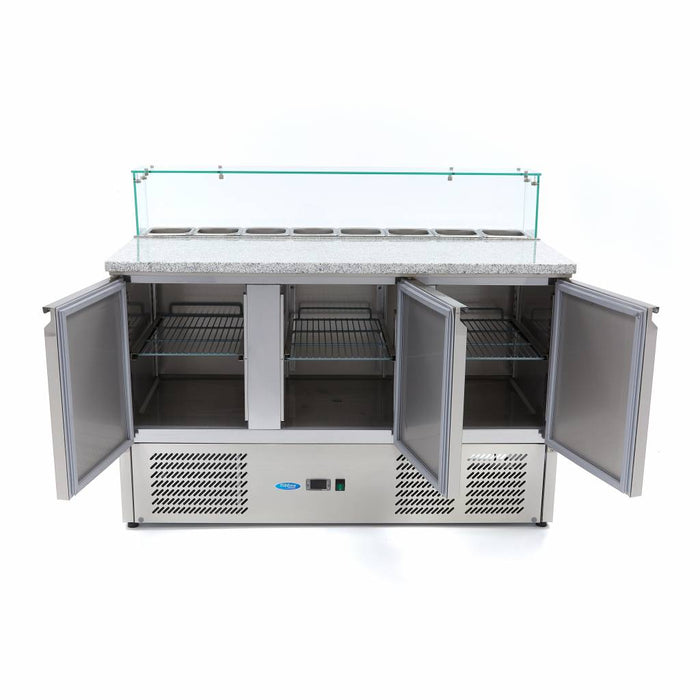 Maxima Pizza Prep Fridge, 137cm, 3 Doors, Fits 8 x 1/6 GN view 3