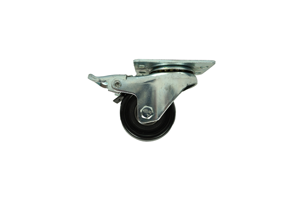Four-wheel castor set with two braked wheels for commercial catering equipment