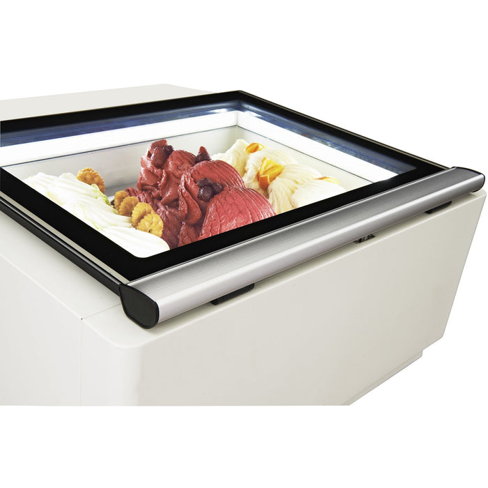 CombiSteel COUNTERTOP MODEL ICE CREAM DISPLAY WHITE OPENS ON THE OPERATING SIDE.