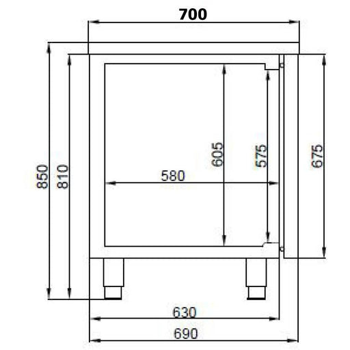 700 REFRIGERATED COUNTER 3 DOORS EXCL. MOTOR