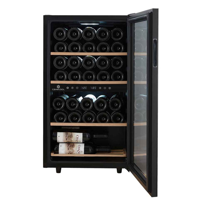 Cavecool Freestanding Wine Cooler Chill Ruby - 34 bottles - Dual zone - Black