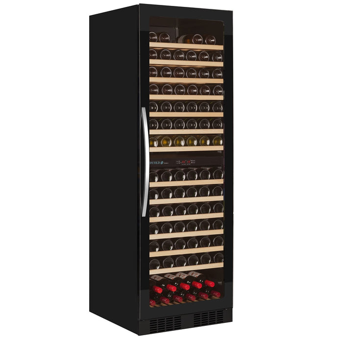 Freestanding Dual Zone Wine Cooler 154 Bottle Tall Black  - Tefcold TFW365-2 Frameless  