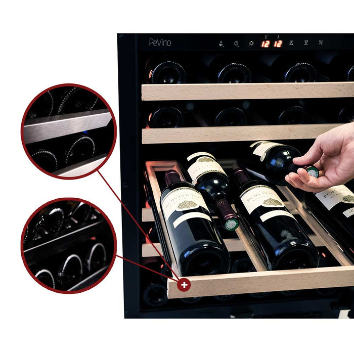 Pevino Built-in & Freestanding Wine Cooler Majestic 46 bottles - 1 zone - Black Glass Front