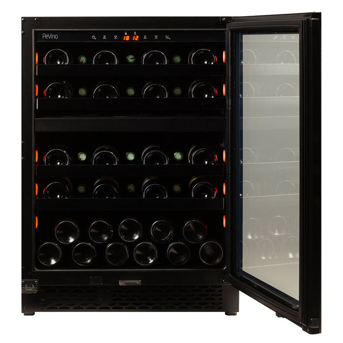 Pevino Built in & Freestanding Wine Cooler Majestic 39 bottles - 2 zones - Black glass front