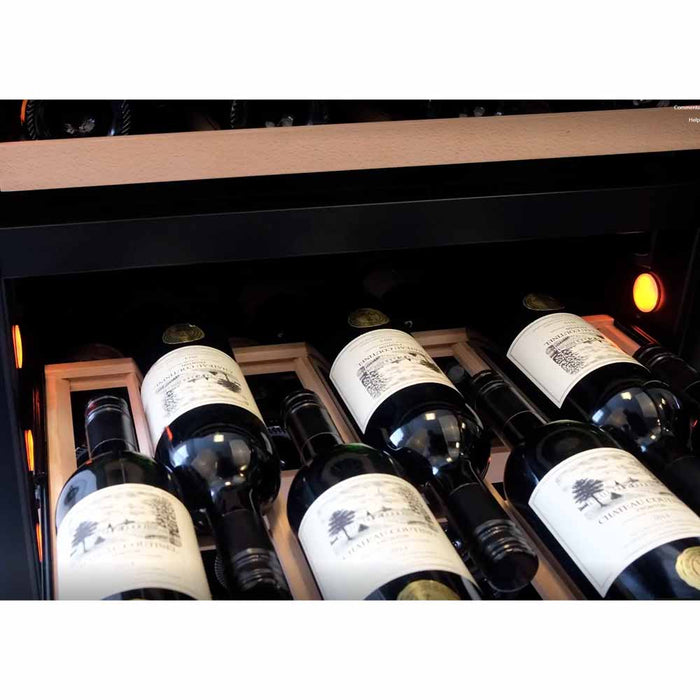 Pevino Built in & Freestanding Wine Cooler Majestic 39 bottles - 2 zones - Black glass front