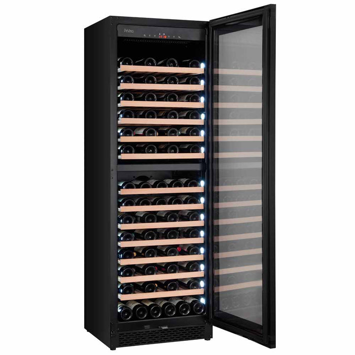 Pevino Built in & Freestanding Wine Cooler Majestic 96 bottles - 2 zones - Black glass front