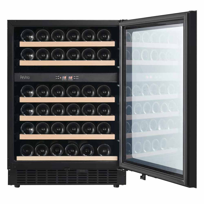 Pevino Built in & Freestanding Wine Cooler Noble 41 bottles - 2 zones - Black glass front
