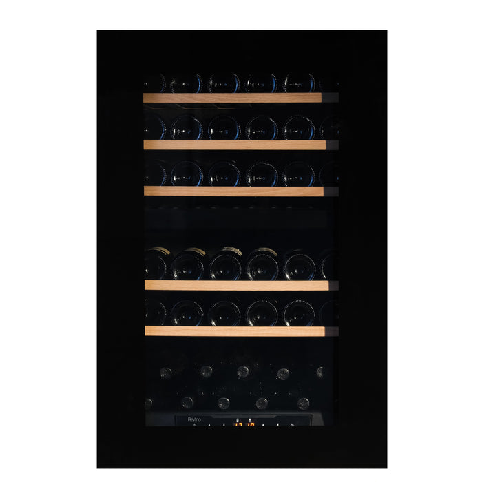Pevino Integrated Wine Cooler Majestic Push Open 42 bottles - Dual zone - Black glass front 