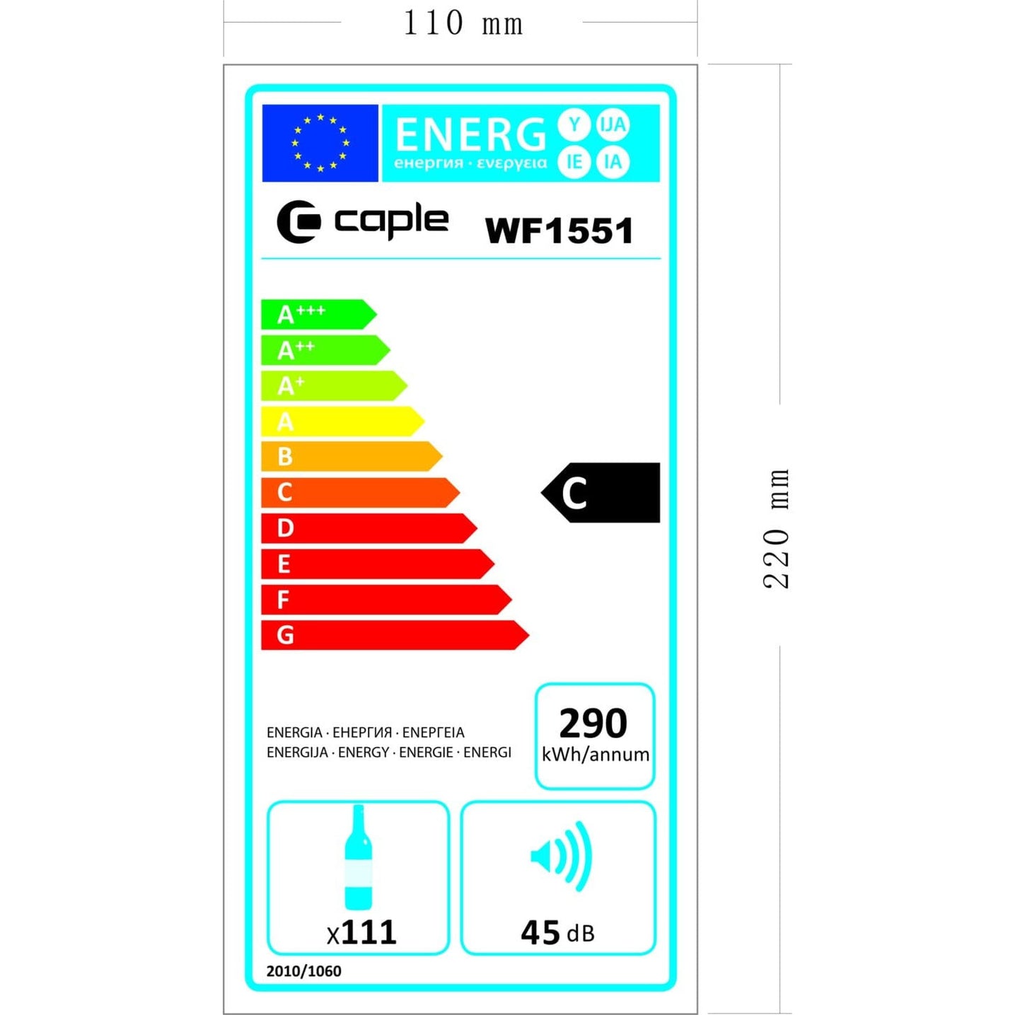 Caple Tall Freestanding / Built In Wine Cooler Triple Zone Black WF1