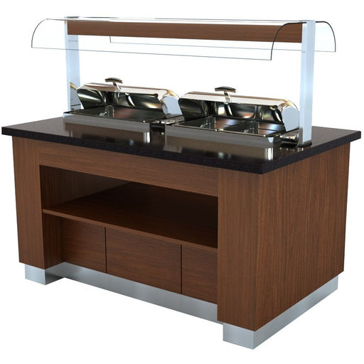 CombiSteel HOT BUFFET WENGE 1600 WITH 2X 1/1GN CHAFING DISH - ChillCooler